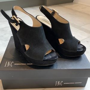 Black Suede Platform Heels from INC